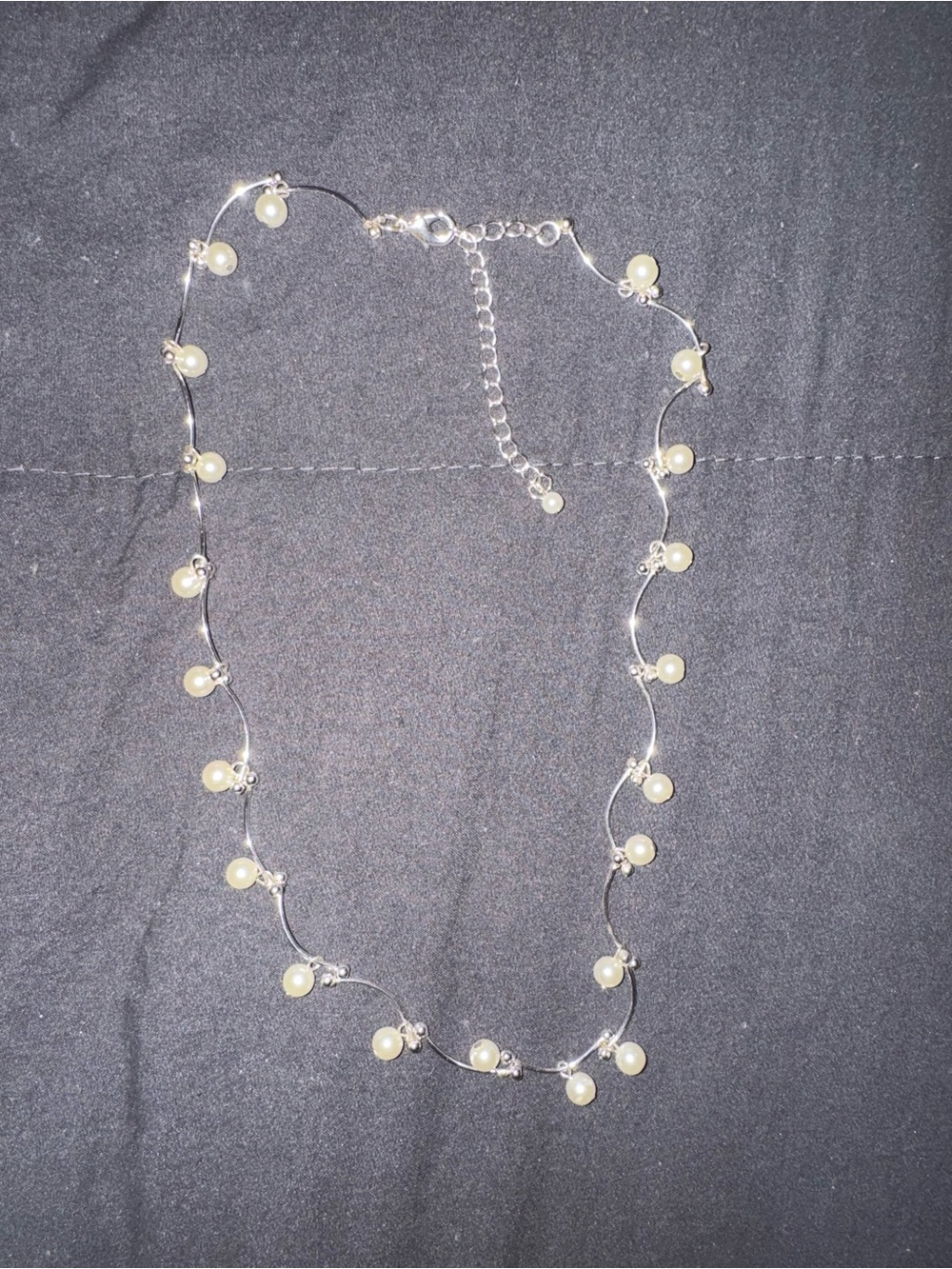 Delicate Pearl Accent Silver Necklace - White Pearls
